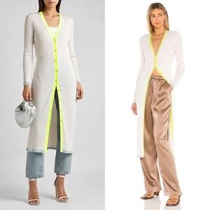 NWT ALICE OLIVIA Rib Knit Long Sleeve Button Front Slim Cardigan Sweater Dress S